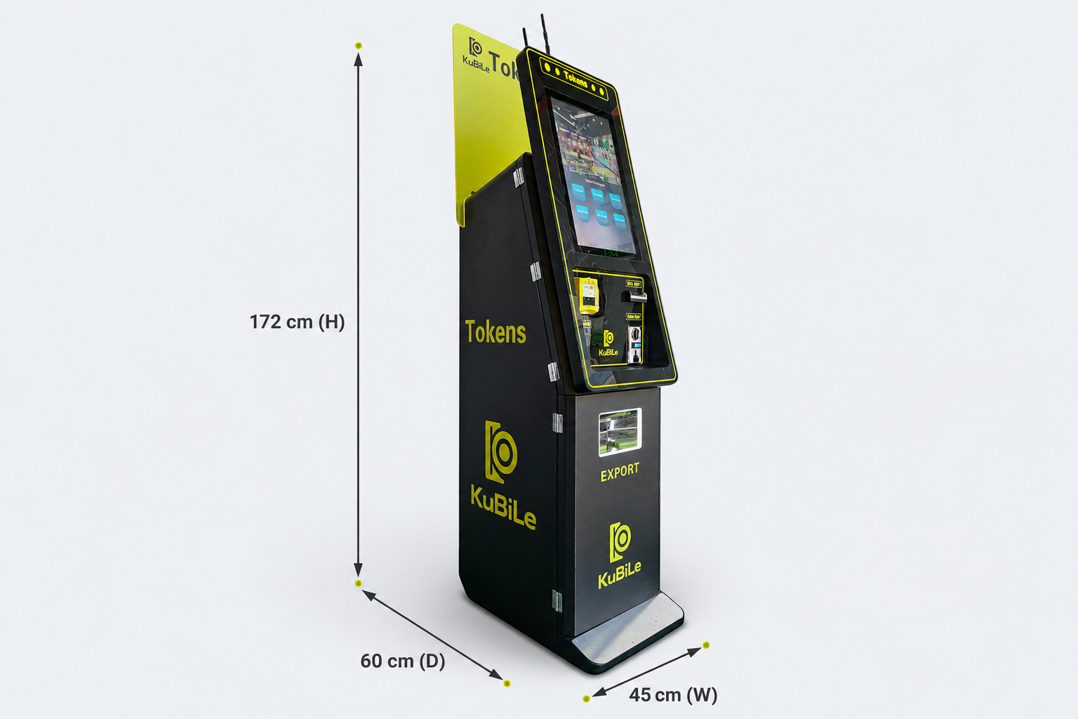 MZ-172 Token Machine dimensions: W 45 cm × D 60 cm × H 172 cm
