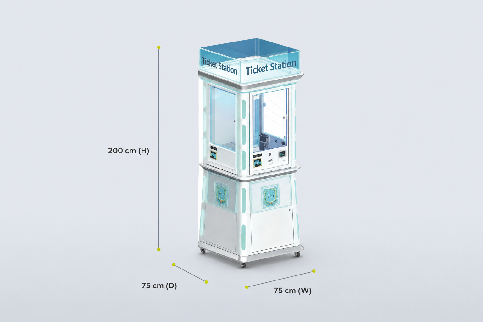 MZ-200 Ticket Station - 3 simultaneous users dimensions: W 75 cm 脳 D 75 cm 脳 H 200 cm