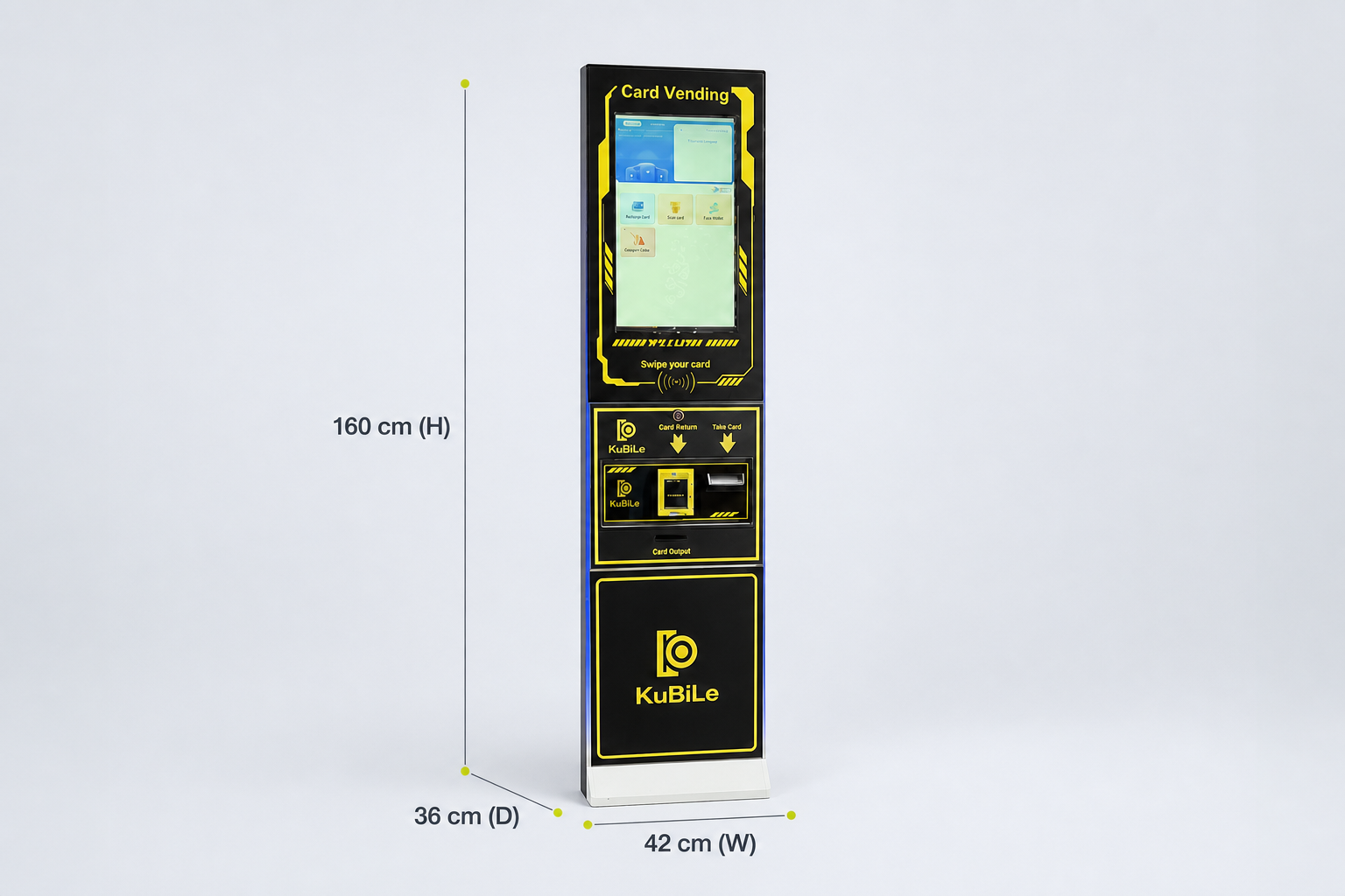MZ-160 Card Vending Machine dimensions: W 42 cm 脳 D 36 cm 脳 H 160 cm