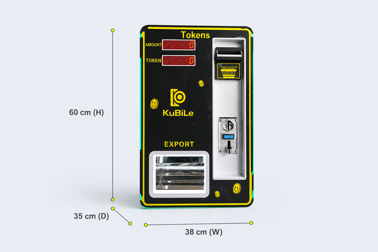 MZ-60 Token Machine dimensions: W 38 cm 脳 D 35 cm 脳 H 60 cm