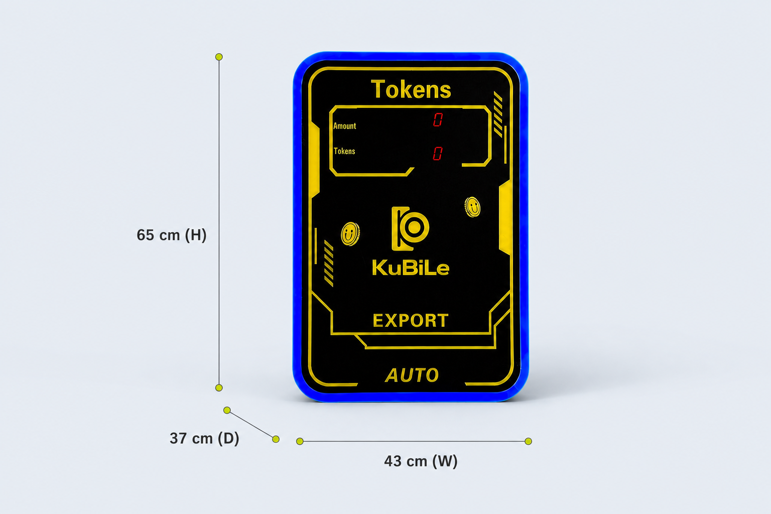 MZ-BT Token Machine - Manual Operation dimensions: W 43 cm 脳 D 37 cm 脳 H 65 cm