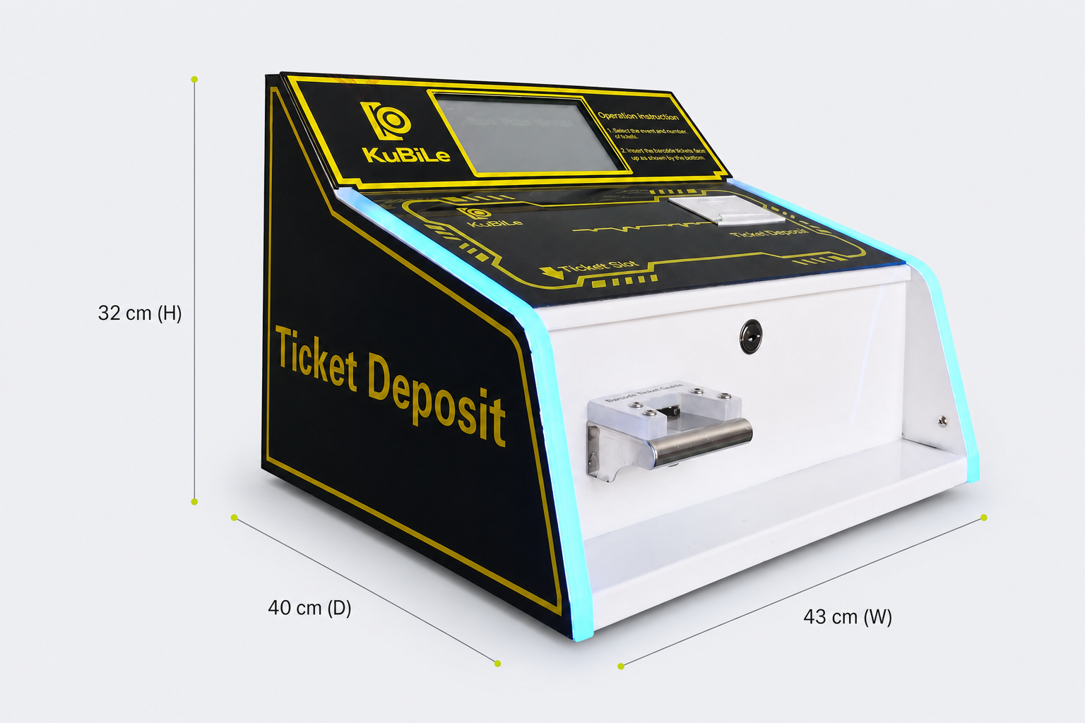 MZ-MINI Ticket Machine dimensions: W 43 cm 脳 D 40 cm 脳 H 32 cm