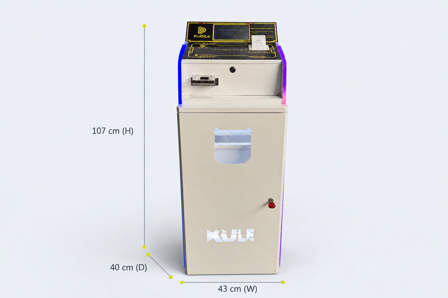MZ-LS Ticket Machine dimensions: W 43 cm 脳 D 40 cm 脳 H 107 cm