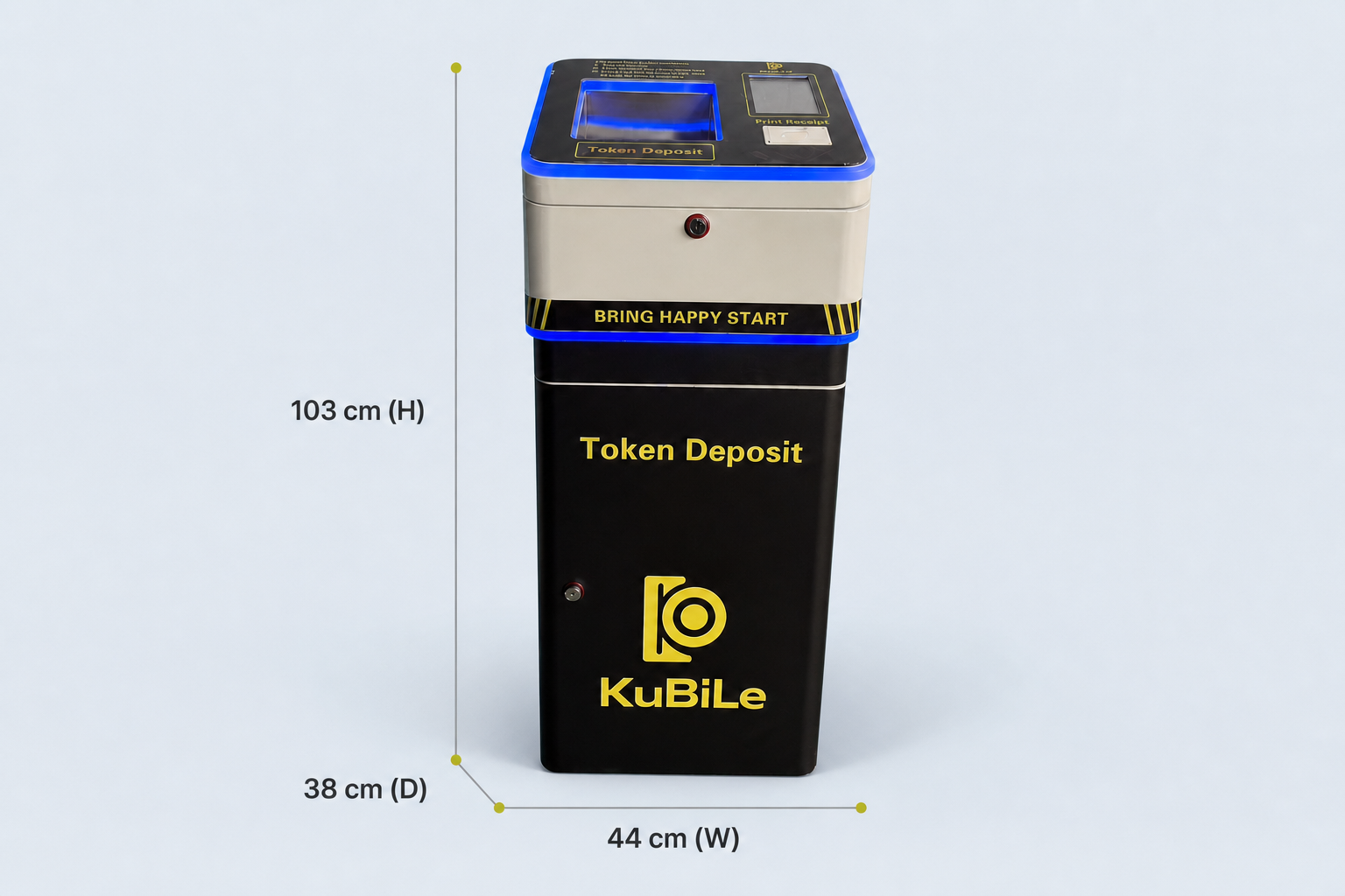 Token Deposit Machine dimensions: W 44 cm 脳 D 38 cm 脳 H 103 cm